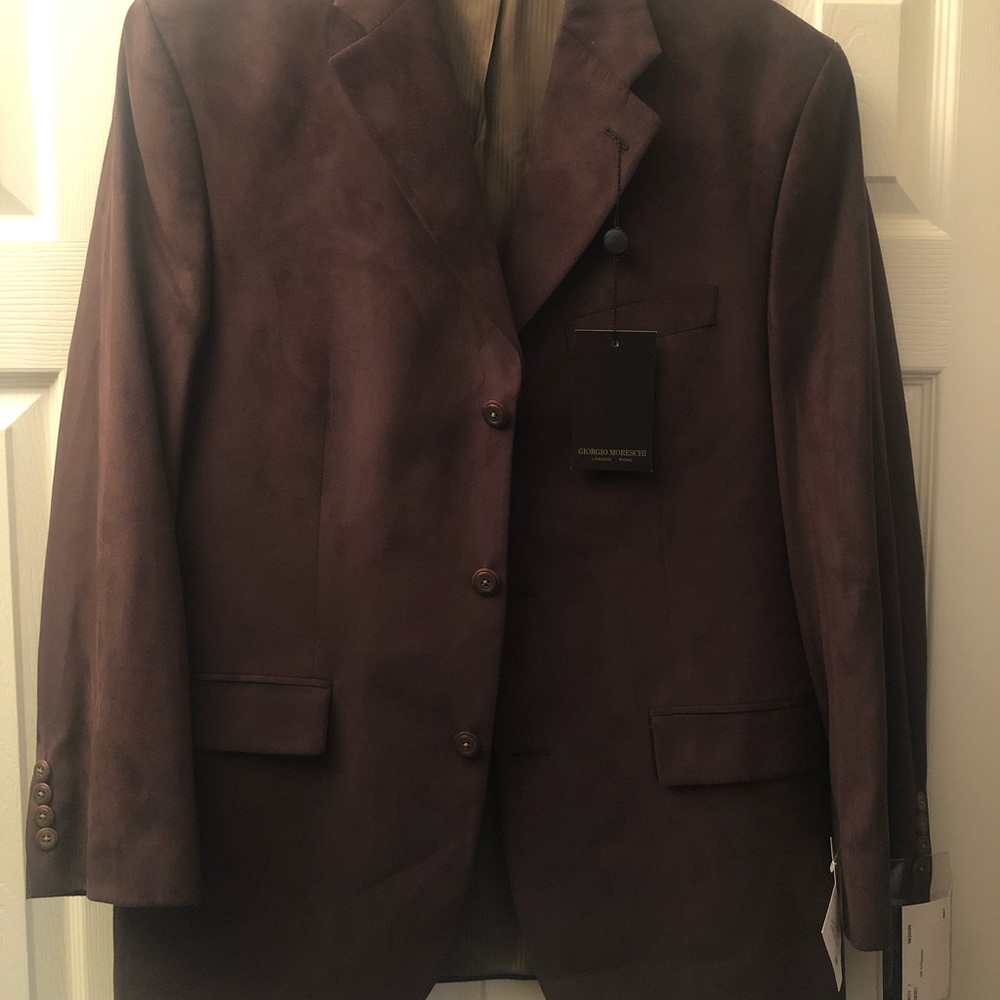 NWT - Giorgio Moreschi Brown Suede Suit Jacket